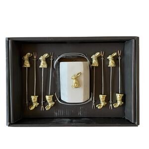 Marble and Gold Bunny Rabbit Cocktail Picks Set of 8 Easter New